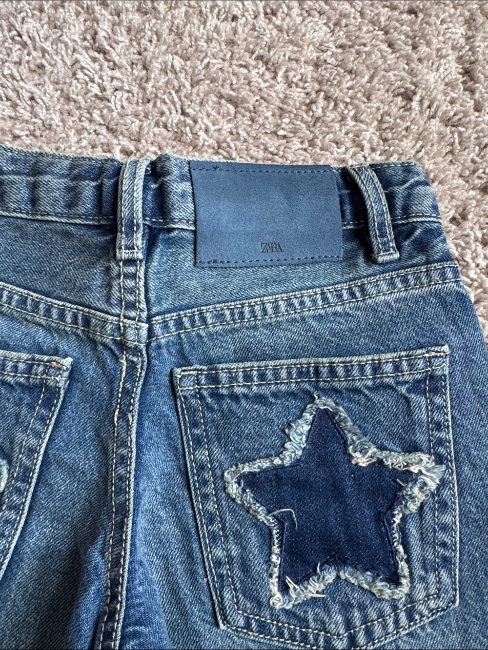 Zara Kids Denim Jeans with Star Patches - Blue - Picture 6 of 10